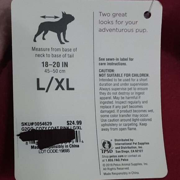 Reversible fleece Pink Velcro easy on/off NWT smaller large size dog - Picture 3 of 5